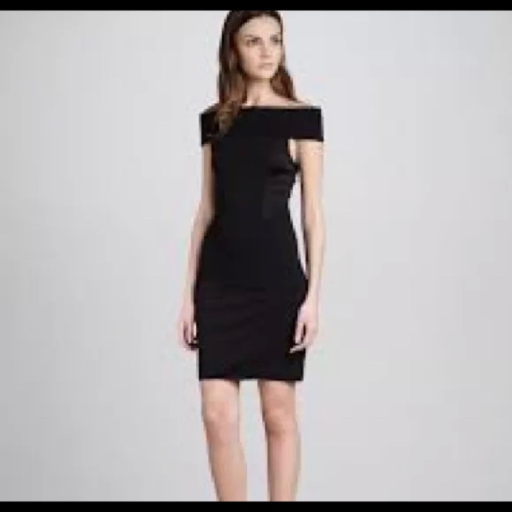 Halston heritage off shoulder mini dress